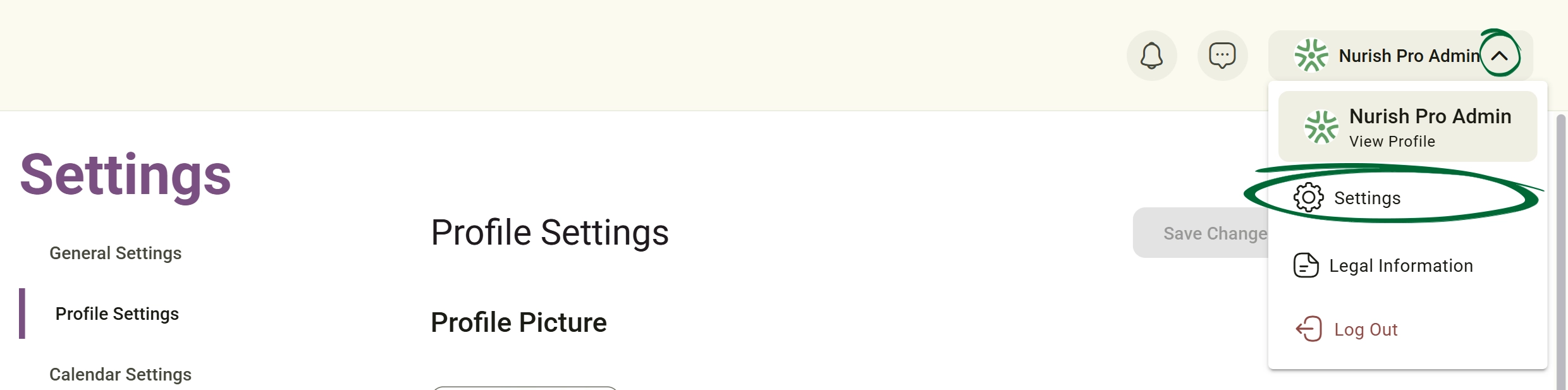 Open Settings → Profile Settings Screenshot